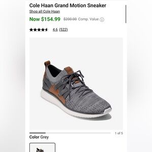Cole Haan Grand Motion Sneaker Gray Size 11